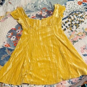 Urban Outfitters Yellow Velvet Mini Dress
